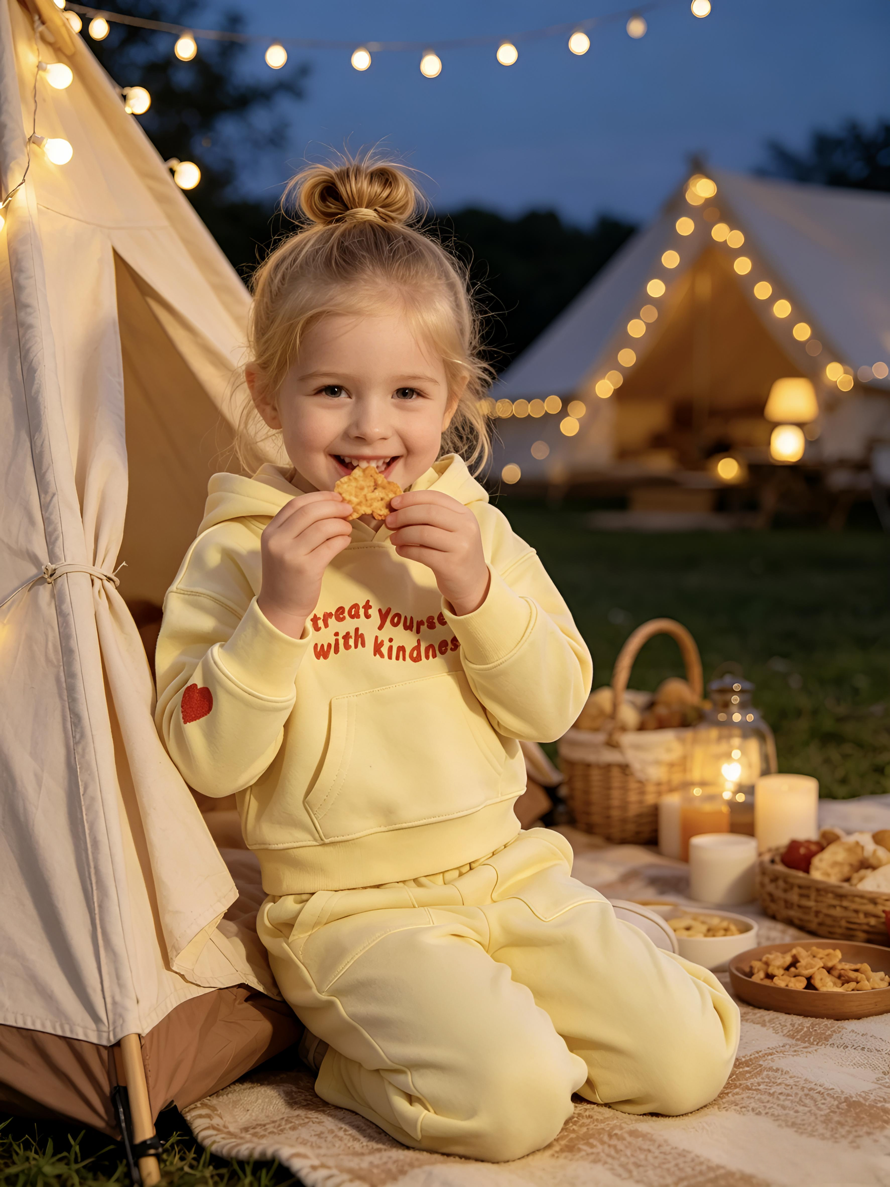 2–5 Y Toddler Girl "Treat Yourself With Kindness" Hoodie & Wide Leg Pants Set, MOQ 10 or 20 pieces, available WG26164