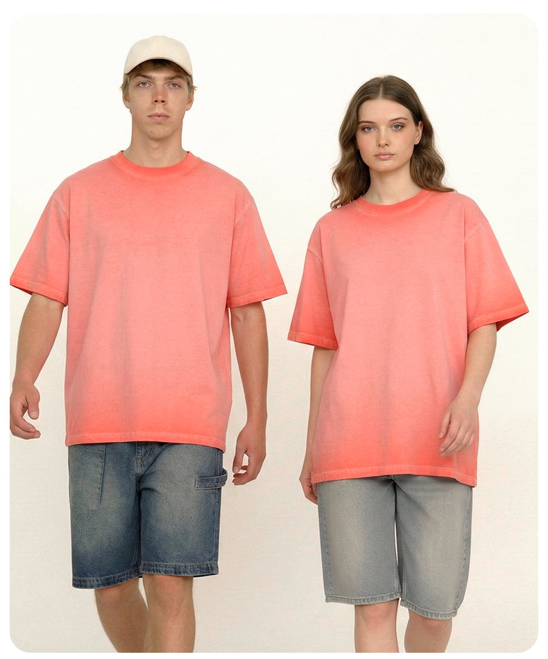 S–XXXL 240gVintage Dirty-Dyed American Style Crew Neck Short Sleeve T-Shirt,Ready stock, MOQ 10 or 20 pieces. Suitable for workwear & advertising uniforms, custom pattern DIY available  CF24244