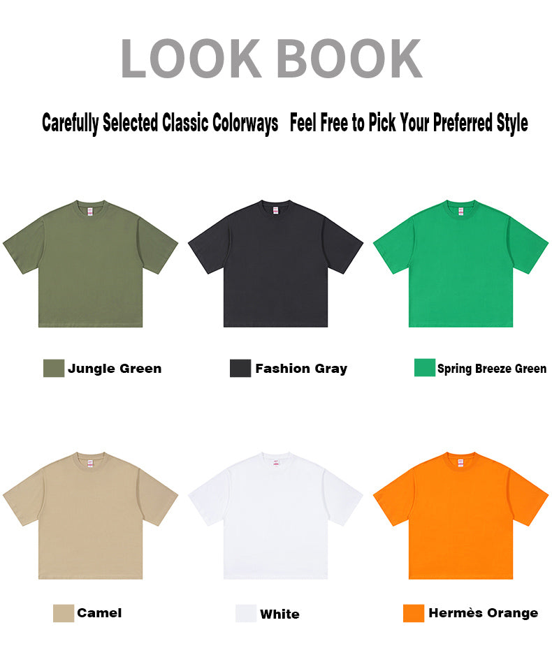 S–XL 220gAmerican-style Oversized Drop-shoulder Crew Neck Trendy Brand T-shirt,Ready stock, MOQ 10 or 20 pieces. Suitable for workwear & advertising uniforms, custom pattern DIY available  CF001862