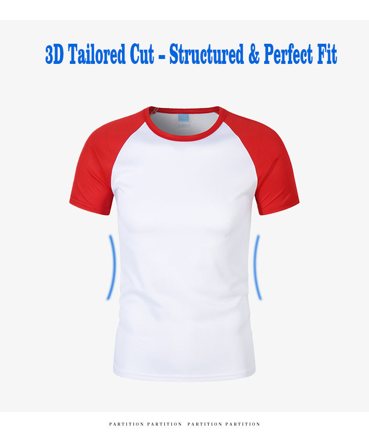 S–4XL 180g 100D Quick-Dry Raglan Crew Neck T-Shirt,Ready stock, MOQ 10 or 20 pieces. Suitable for workwear & advertising uniforms, custom pattern DIY available  CF307