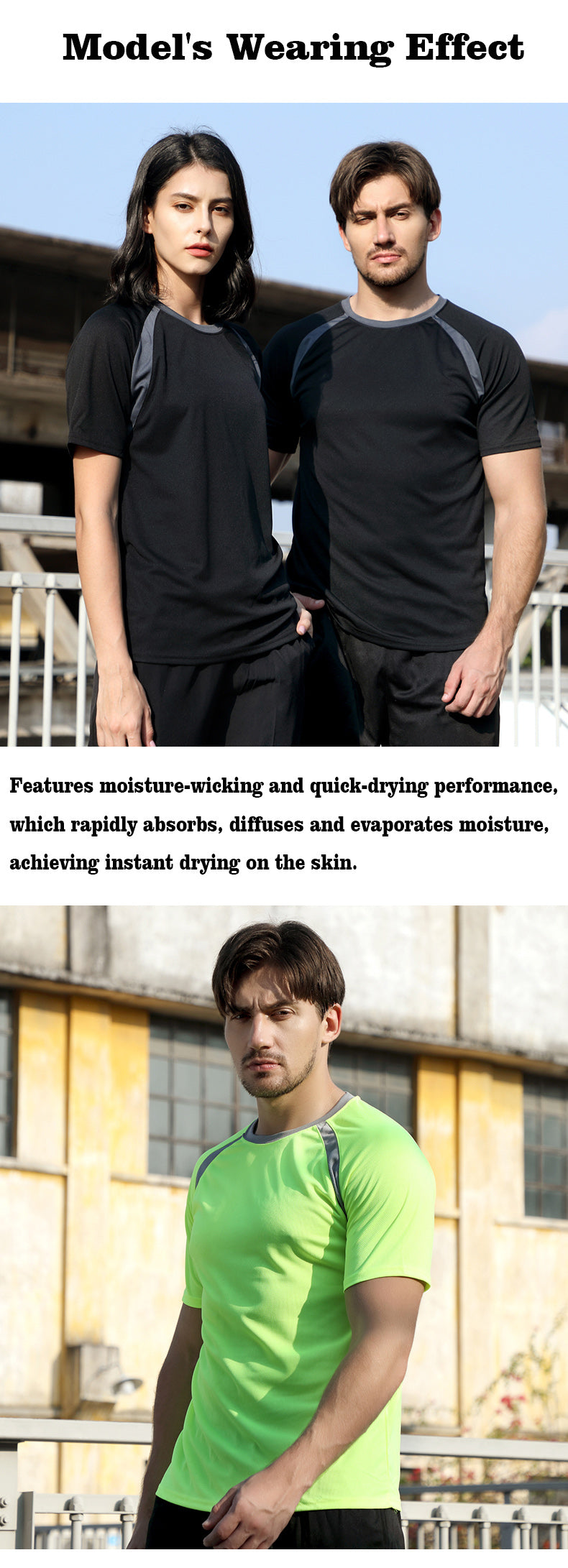 XS–4XL 160g 75D Quick-Dry Color-Block Marathon Crew Neck T-Shirt,Ready stock, MOQ 10 or 20 pieces. Suitable for workwear & advertising uniforms, custom pattern DIY available  CF303