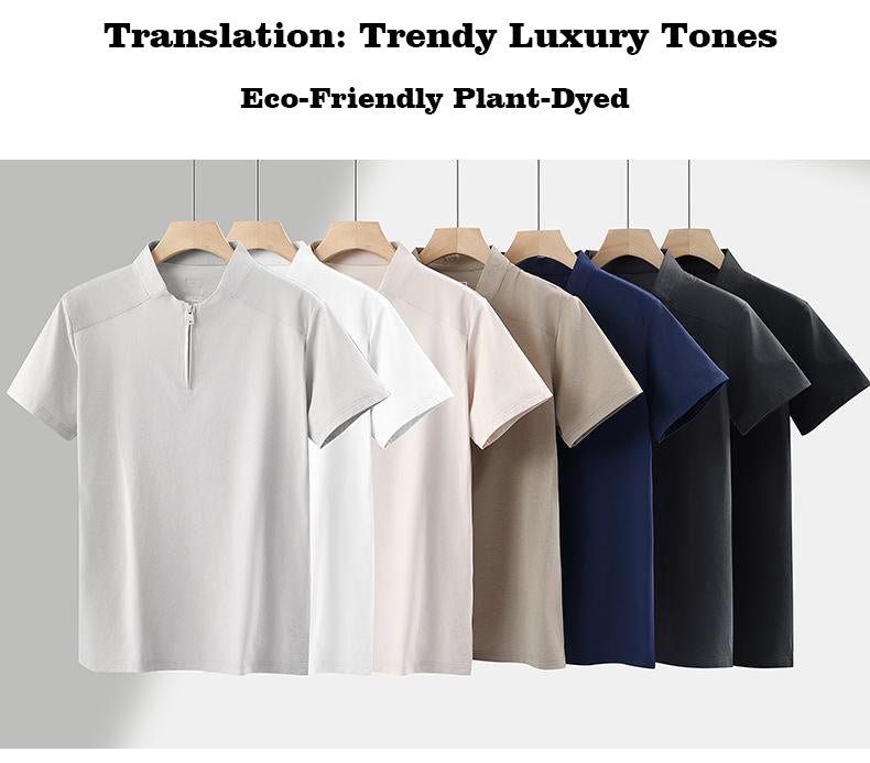 S–4XL 165g D-Sun Cotton Stand Collar Half-Zip Short Sleeve T-Shirt,Ready stock, MOQ 10 or 20 pieces. Suitable for workwear & advertising uniforms, custom pattern DIY available  GS1617