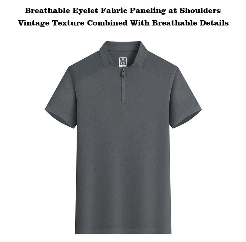 S–4XL 165g D-Sun Cotton Stand Collar Half-Zip Short Sleeve T-Shirt,Ready stock, MOQ 10 or 20 pieces. Suitable for workwear & advertising uniforms, custom pattern DIY available  GS1617