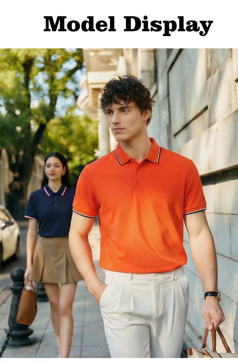 S–4XL 200g 50s Polyester-Spandex Stretch Seamless Collar Short-Sleeve Polo Shirt  ,Ready stock, MOQ 10 or 20 pieces. Suitable for workwear & advertising uniforms, custom pattern DIY available  GJ65-8261