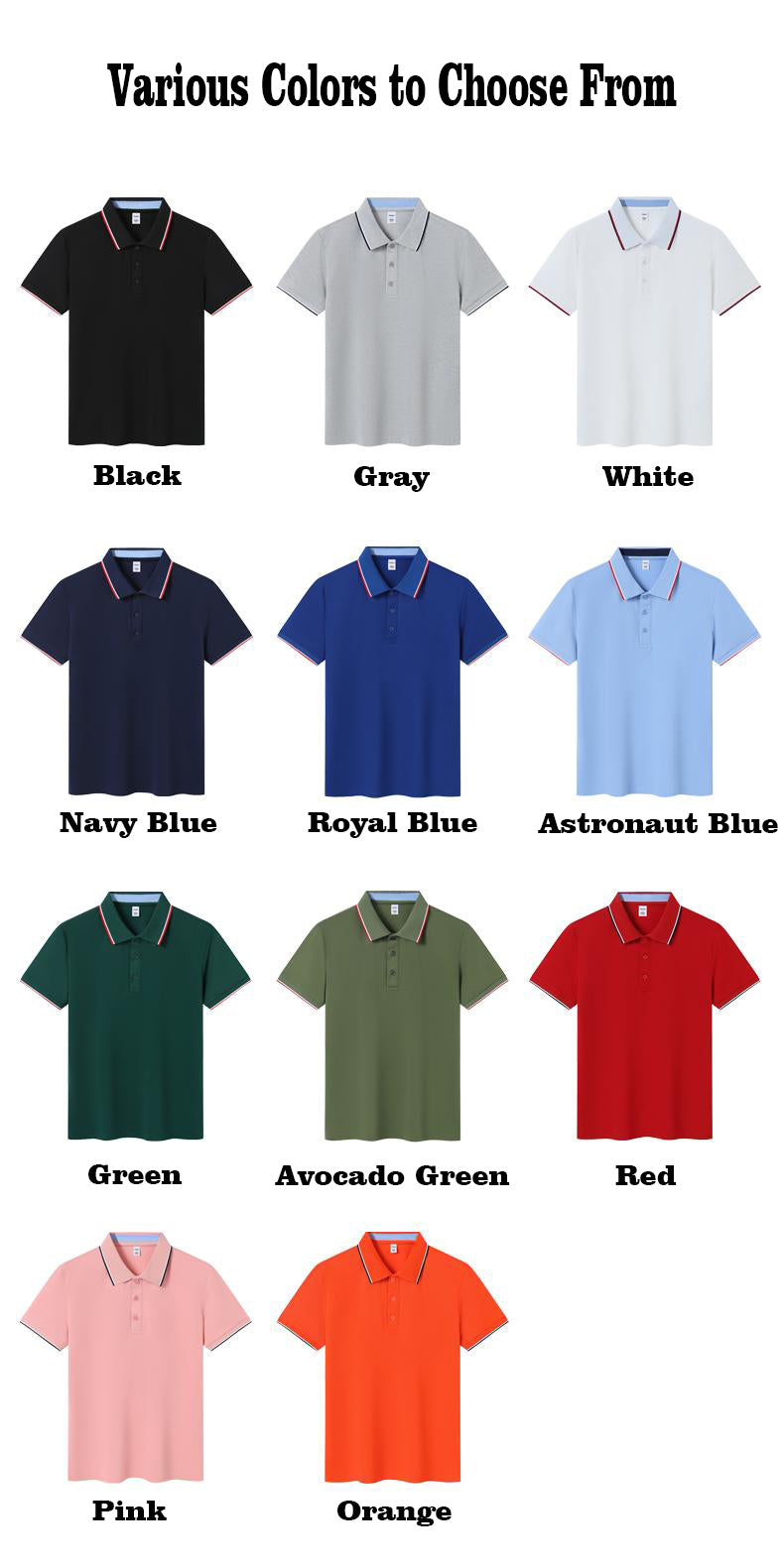S–4XL 200g 50s Polyester-Spandex Stretch Seamless Collar Short-Sleeve Polo Shirt  ,Ready stock, MOQ 10 or 20 pieces. Suitable for workwear & advertising uniforms, custom pattern DIY available  GJ65-8261