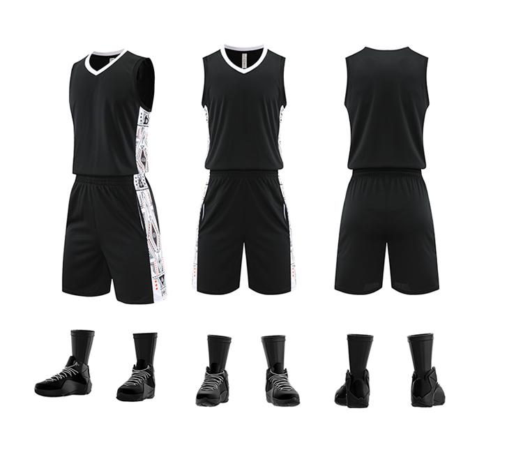L–6XL Black & White Geometric / Ethnic Print Quick-Dry Breathable Adult Basketball Uniform, MOQ 10 or 20 pieces. Suitable for workwear & advertising uniforms, custom pattern DIY available L1022