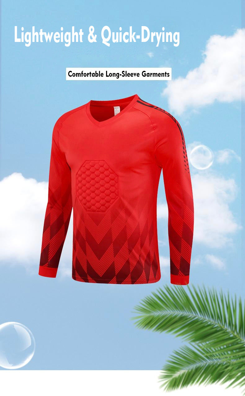 XS–6XL Protective Lightweight Quick-Drying Football Goalkeeper Jersey - Single Pack, MOQ 10 or 20 pieces. Suitable for workwear & advertising uniforms, custom pattern DIY available 7001