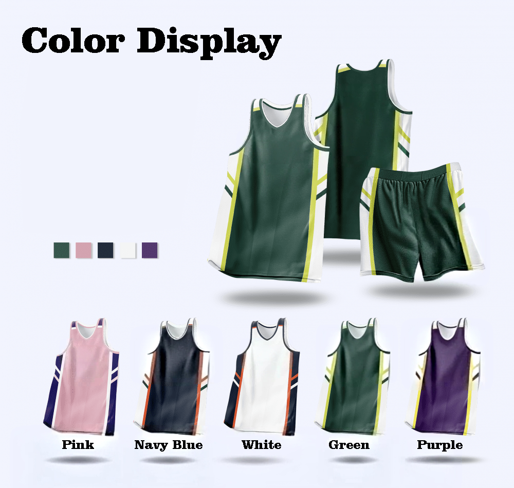 L–6XL Side Panel Color-Blocked Jacquard High-Energy Athletic Adult Basketball Uniform, MOQ 10 or 20 pieces. Suitable for workwear & advertising uniforms, custom pattern DIY available L045