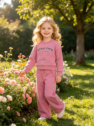 2–5Y Little Girls Star Sports Set - Comfortable Printed & Embroidered Casual Outfit, Perfect for Kids Daily Wear, MOQ 10 or 20 pieces, available WG26173