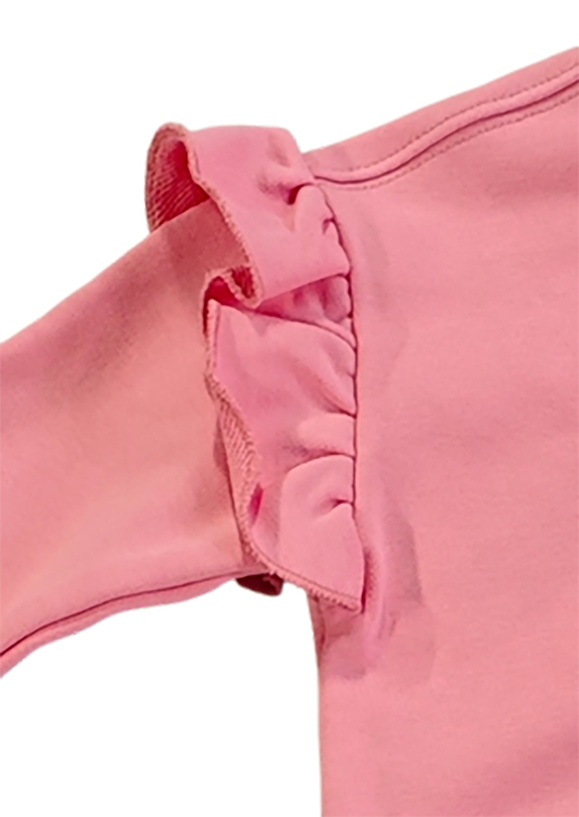 2–5Y Girls Pink Bow Print Ruffle Sweatshirt & Flared Pants 2-Piece Outfit Set, MOQ 10 or 20 pieces, available WG26168