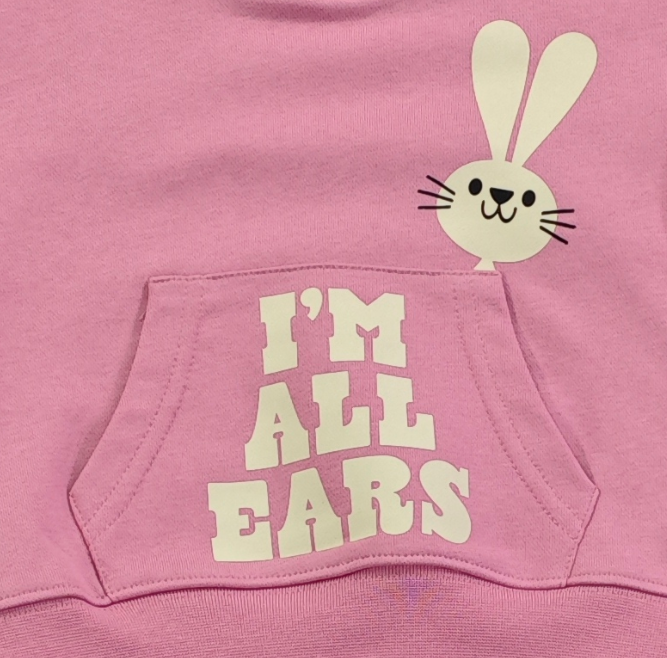 2–5Y Girls Bunny Hoodie & Wide Leg Pants Set - Soft Pink Toddler Outfit "I'M ALL EARS", MOQ 10 or 20 pieces, available WG26175