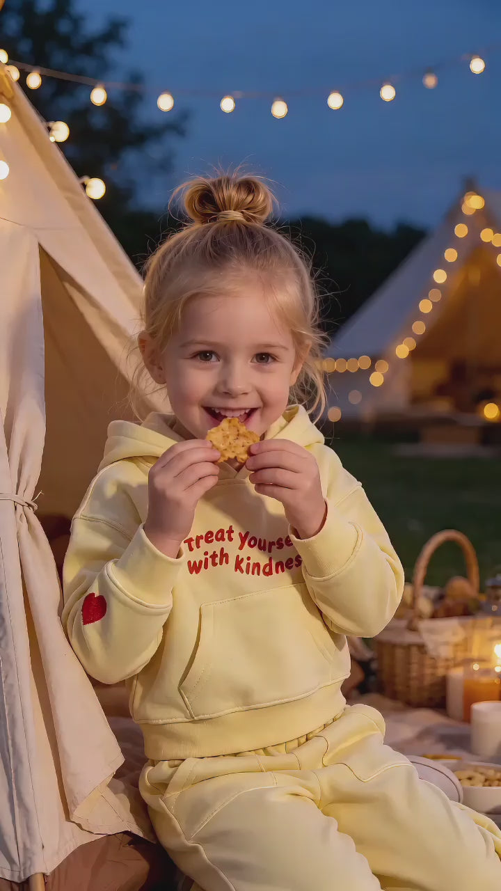 2–5 Y Toddler Girl "Treat Yourself With Kindness" Hoodie & Wide Leg Pants Set, MOQ 10 or 20 pieces, available WG26164